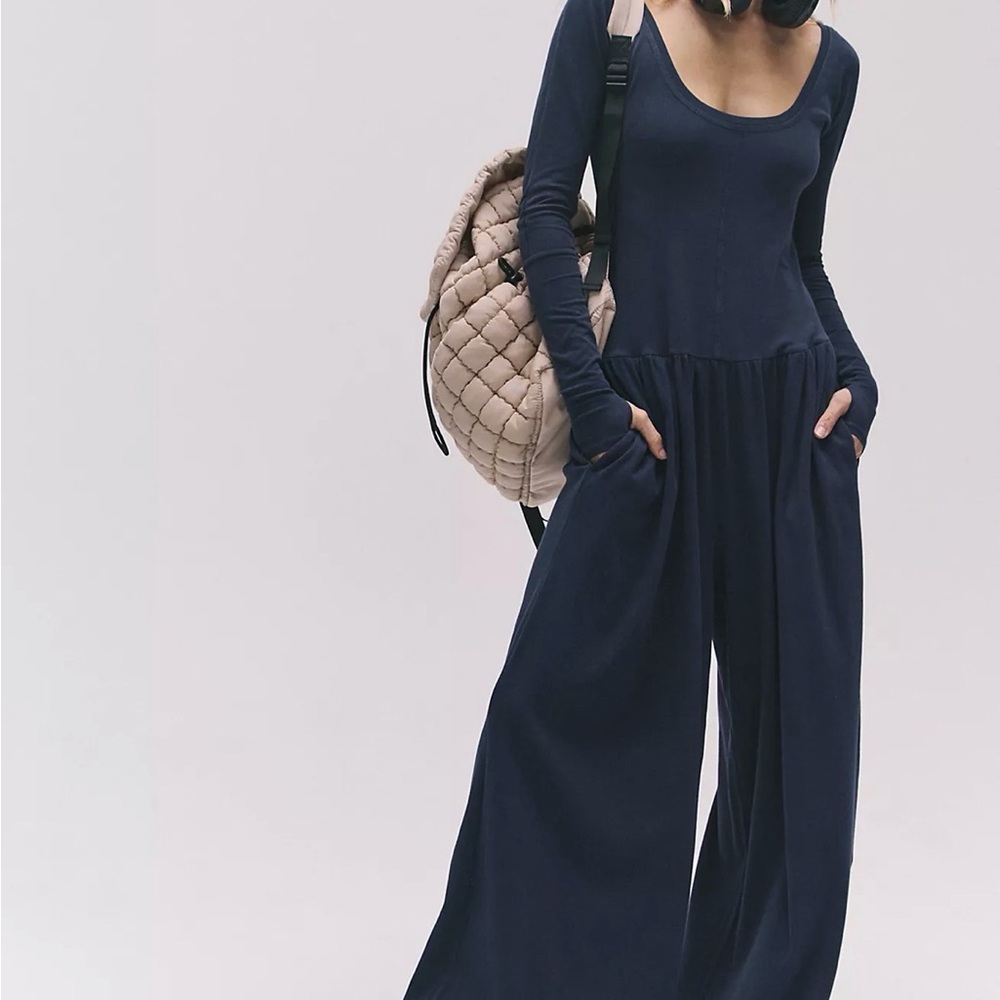 FP Movement Hot Shot Wide Leg Long Sleeve Jumpsuit *gray color *